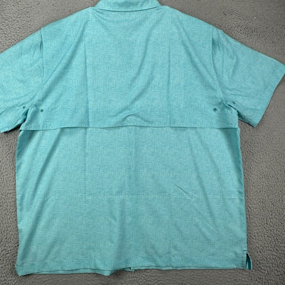 Caribbean Joe Mens Button Down Shirt 2XL Blue Short Sleeve Pocket Fishing Vented - Picture 3 of 10